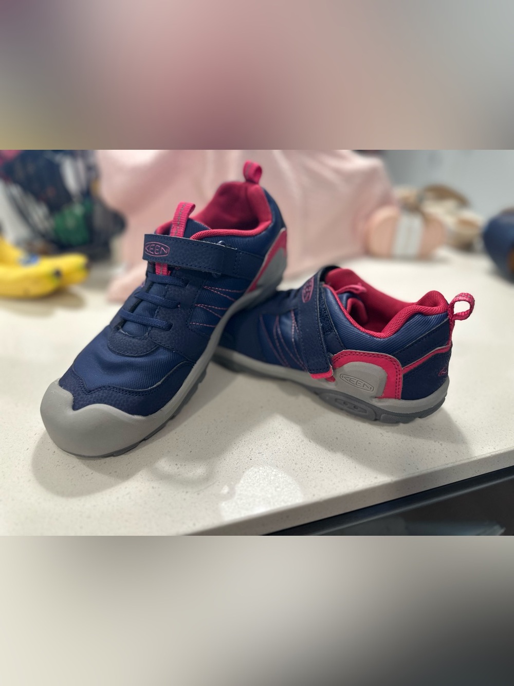 KEEN Navy and Pink Velcro Athletic Sneakers Size 6 Worn Once